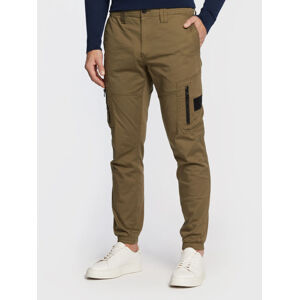 Calvin Klein pánské zelené kalhoty SKINNY WASHED CARGO - 32/NI (LB6)